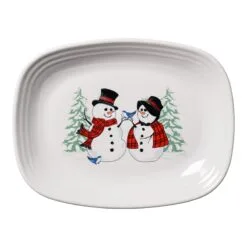 Fiesta Snowman And Snowlady Rectangular Platter