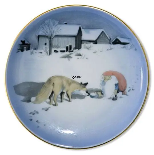 Wiberg Christmas Service, Plaquette / Butter Plate No. 1, Pixie And Fox, Bing & Grondahl No. 1501709 1 Wiberg Christmas Service, Plaquette / Butter Plate No. 1, Pixie And Fox, Bing & Grondahl No. 1501709