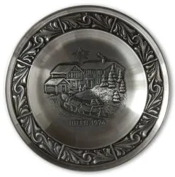 1974 Astri Holthe Norwegian Pewter Christmas Plate, Christmas In Telemark