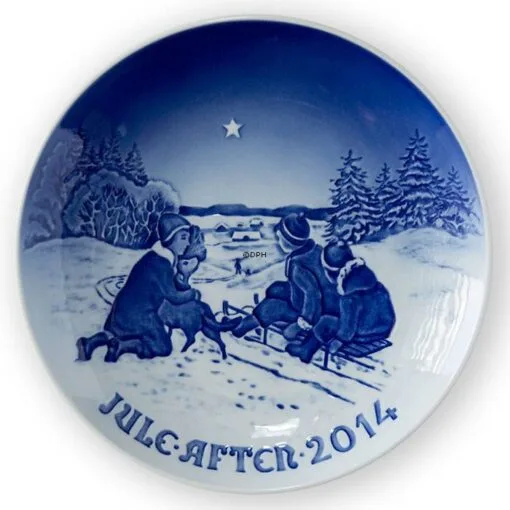 Sledging In The Snow 2014, Bing & Grondahl Christmas Plate -Fiesta Shop BX2014