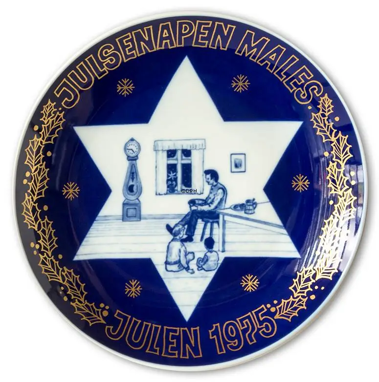 1975 Ravn Cobalt Blue Large Christmas Plate The Mustard Is Grinded 1 1975 Ravn Cobalt Blue Large Christmas Plate The Mustard Is Grinded
