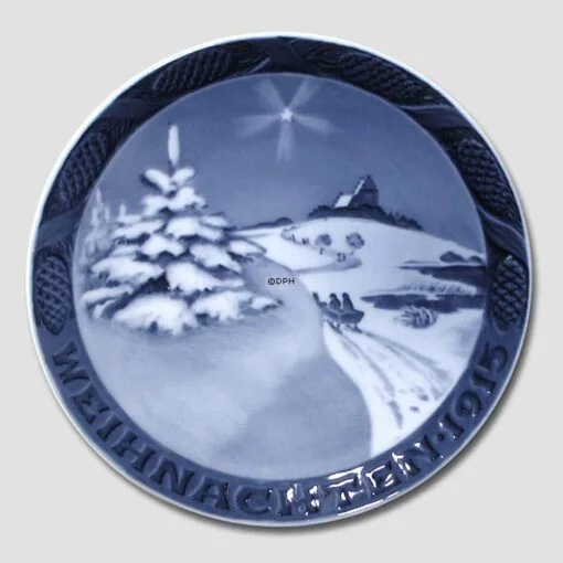 Royal Copenhagen 1915 Christmas Plate With German Text -Fiesta Shop RX1915 W
