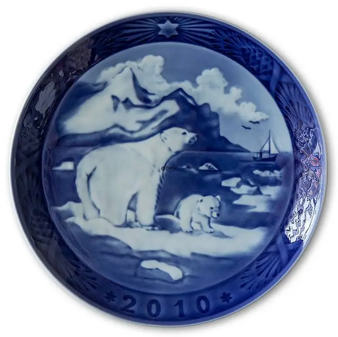 Christmas In Greenland With Polar Bears 2010, Royal Copenhagen Christmas Plate 1 Christmas In Greenland With Polar Bears 2010, Royal Copenhagen Christmas Plate